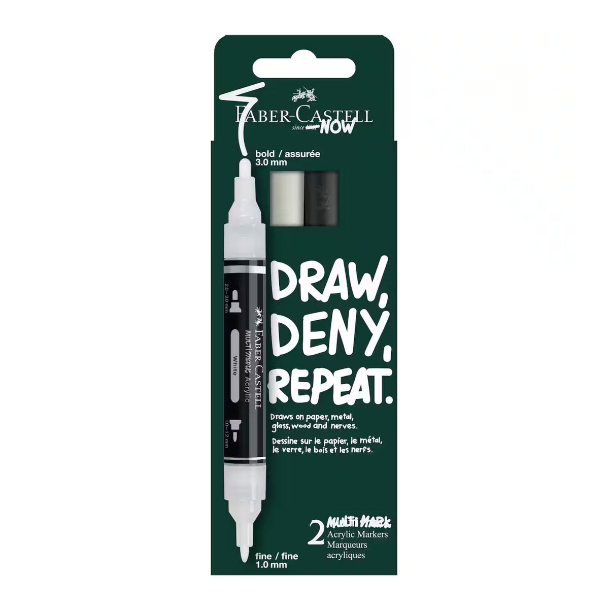 Faber-Castell, Multimark Acrylic Marker, Black & White, 2pc
