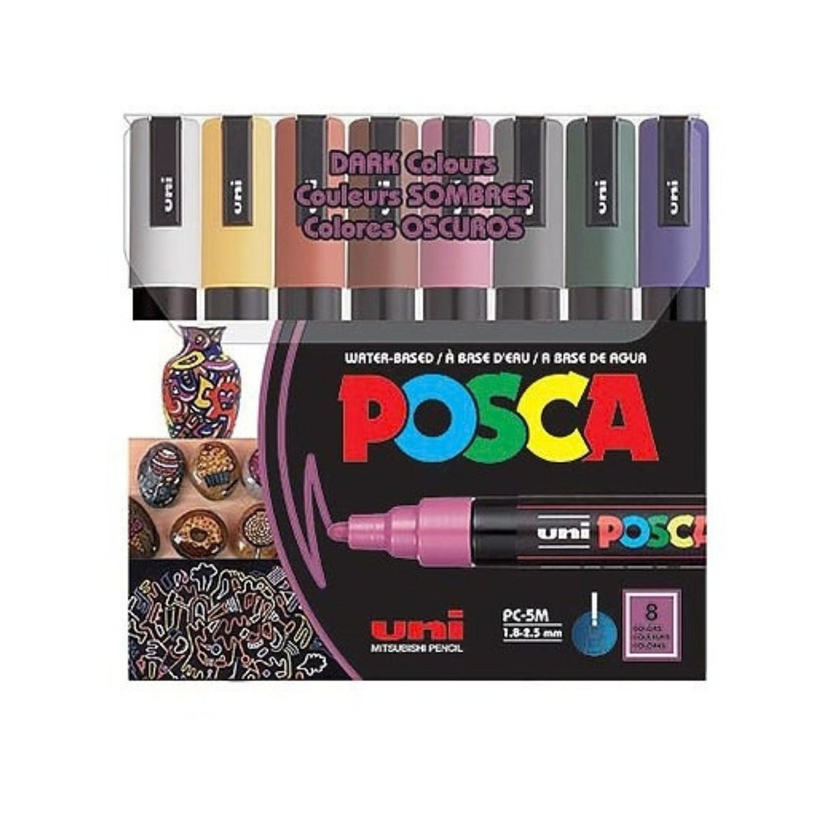 POSCA PC-5M Dark Colours Marker Set, 8 Colours