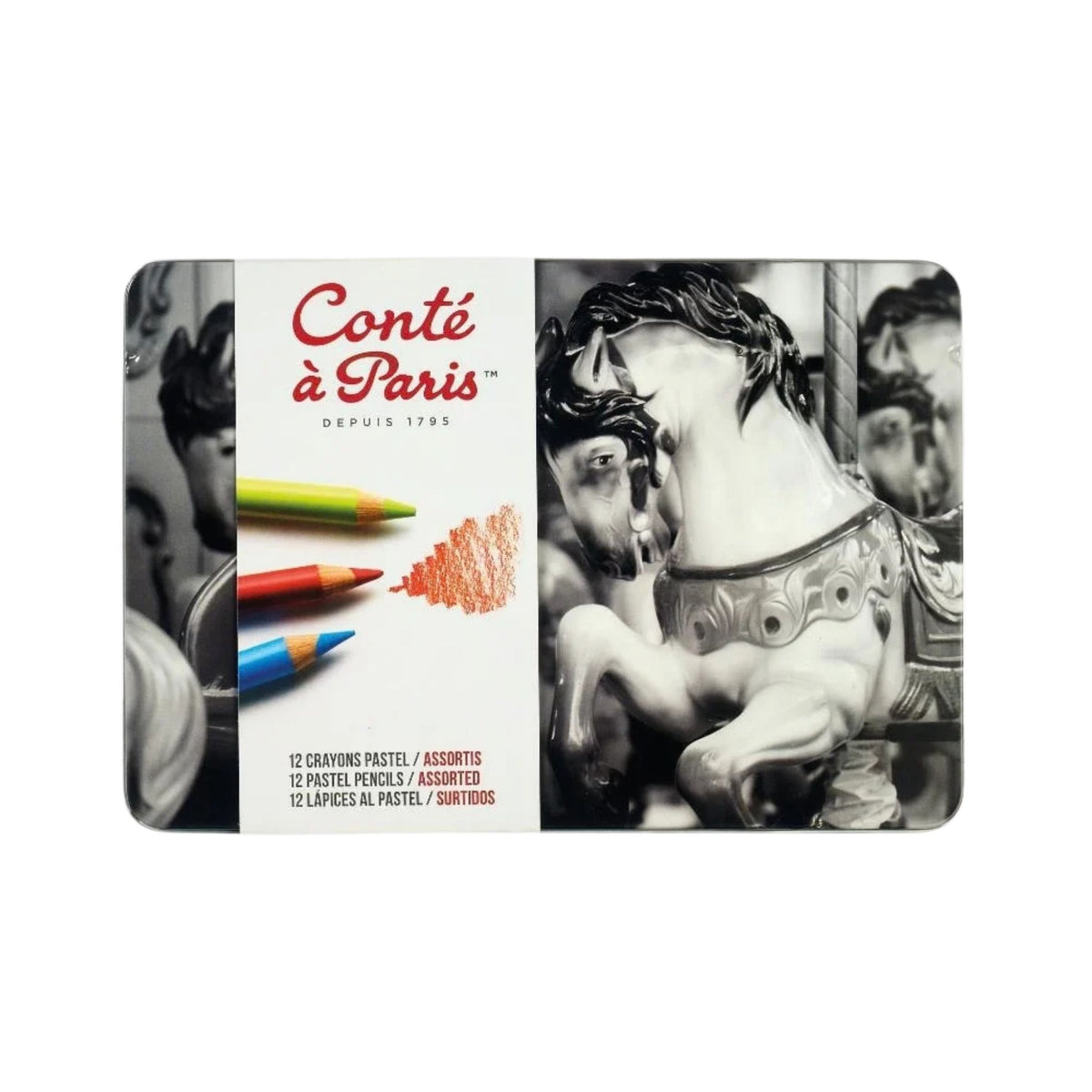 Conté à Paris Pastel Pencils Set, Assorted Tin 12 Piece