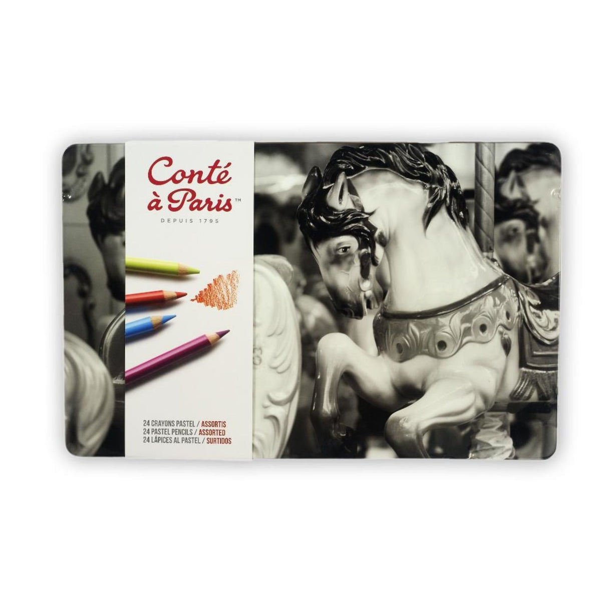 Conté à Paris Pastel Pencils Set, Assorted Tin (24pc)