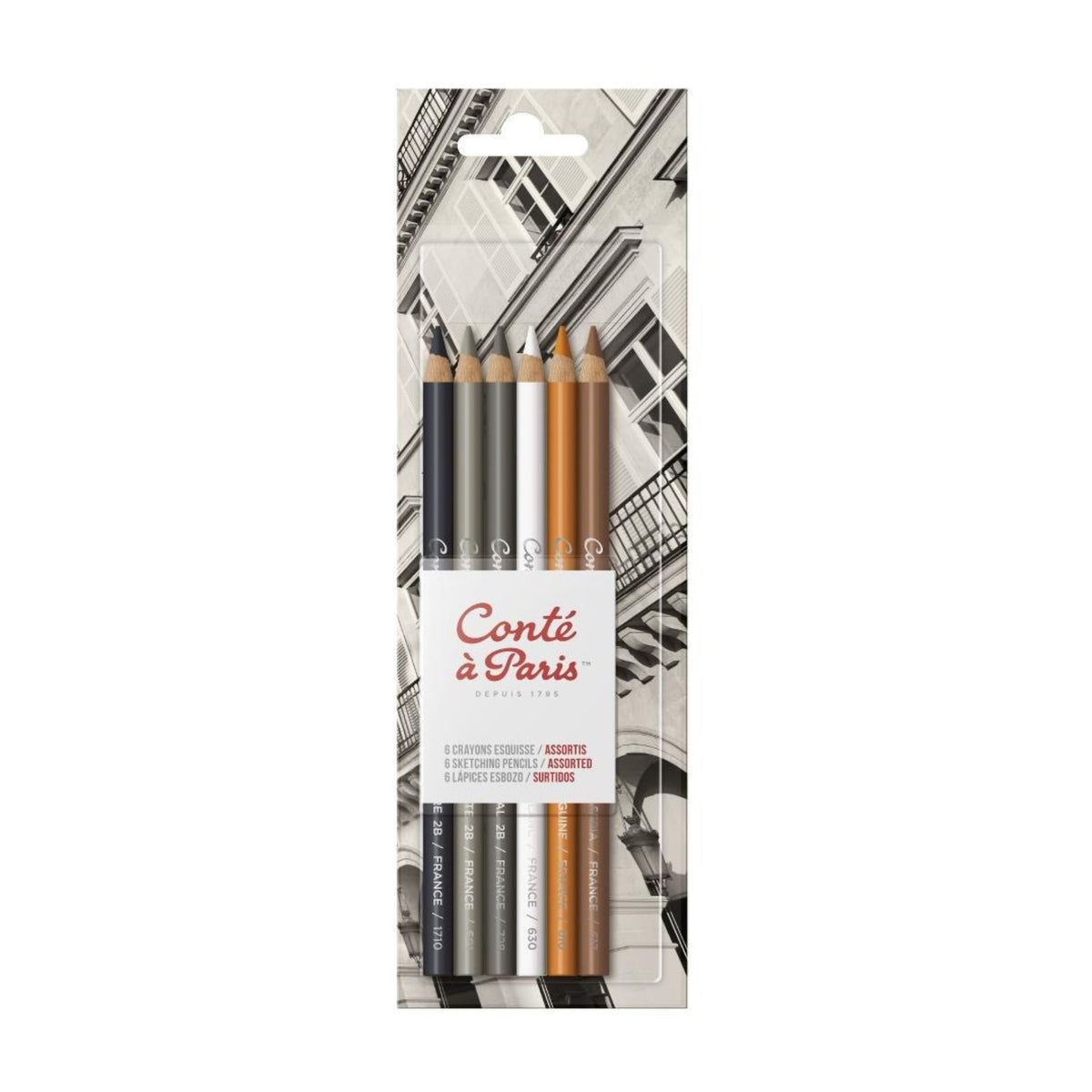 Conté à Paris Sketching Pencils Set, Assorted, Set of 6