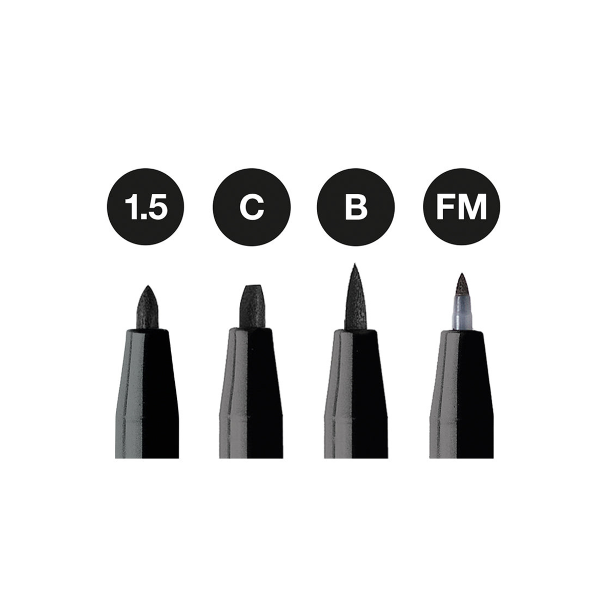 Faber-Castell Pitt Artist Pen, India Ink Black, Wallet of 4, Brush and Calligraphy Tips