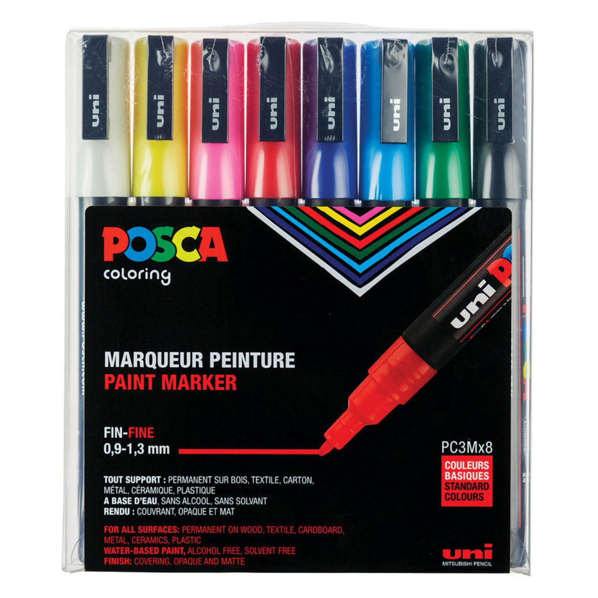 POSCA PC-3M Classic Fine-Tip Marker Set of 8