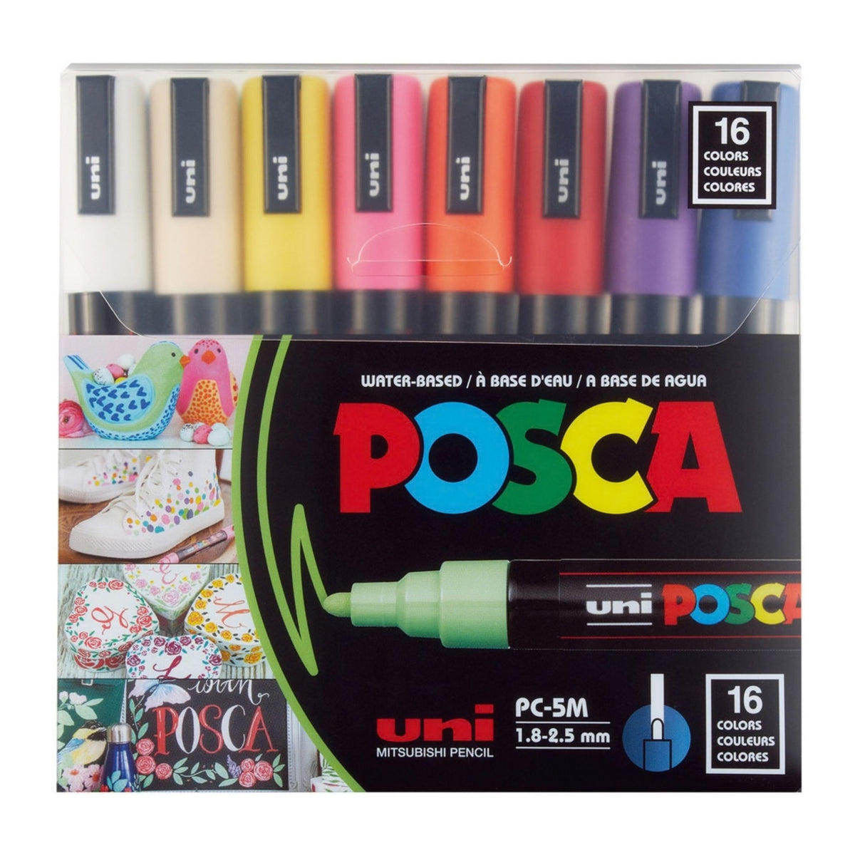 POSCA PC-5M Medium Tip Marker Set, 16 Classic Assorted Colours