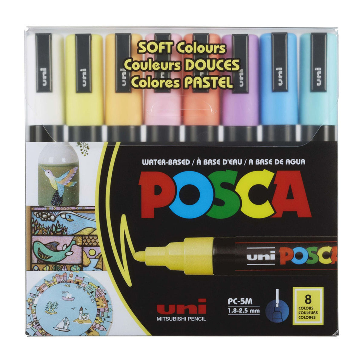 POSCA PC-5M Soft Colours Marker Set of 8